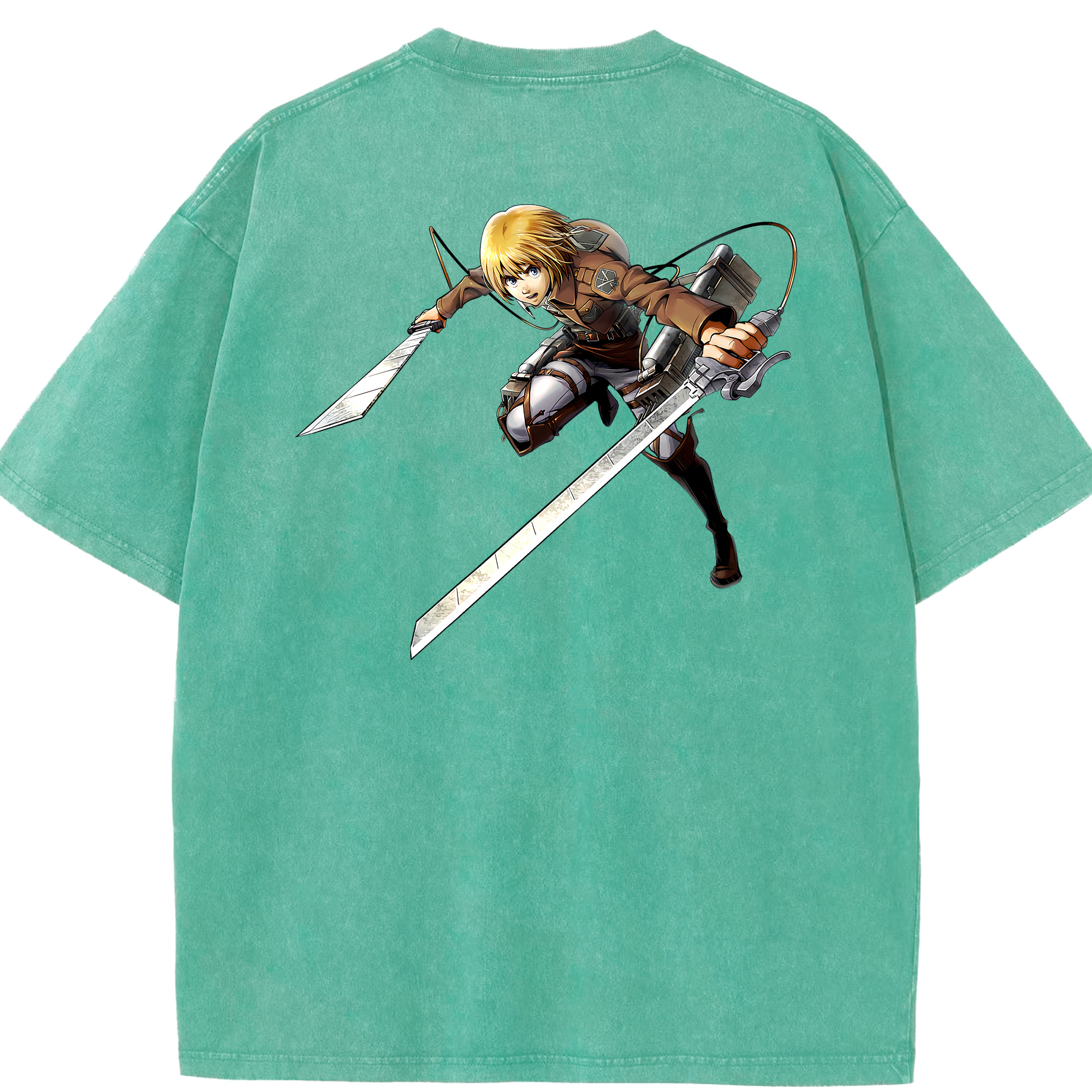 （画像用） 進撃の巨人 アルミン·アルレルト Attack on Titan Armin Arlert 綿100% ヴィンテージ風 半袖Tシャツ（背面プリント）